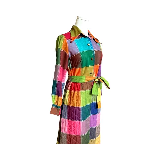 Nova Loungewear 1970s Vintage Dress Coat Quilted Skirt Size Fit S Long Sleeves - Picture 13 of 14